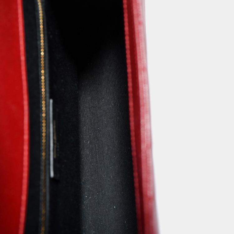 Pre Owned Saint Laurent Burgundy Chevron Leather Envelope Large Chain Shoulder Bag