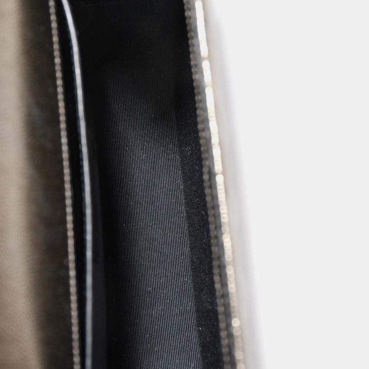 Pre Owned Saint Laurent Gunmetal Tri-Quilted Leather Envelope Chain Shoulder Bag