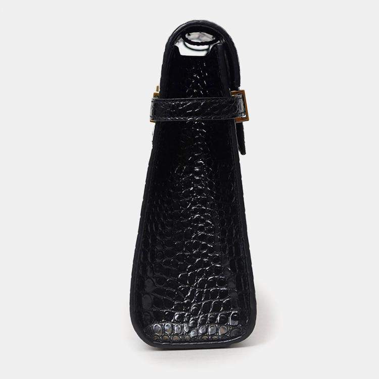 Pre Owned Saint Laurent Black Croc Embossed Manhattan Shoulder Bag