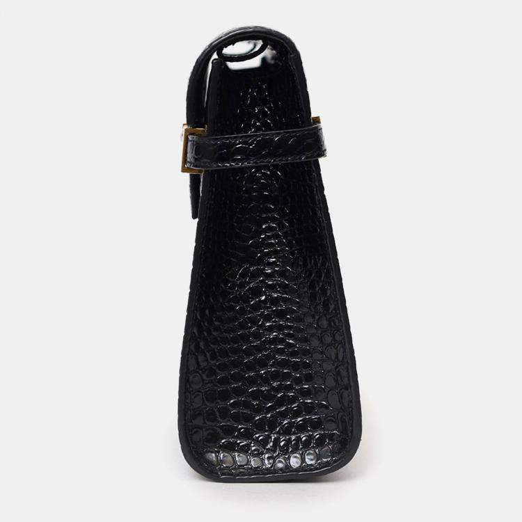 Pre Owned Saint Laurent Black Croc Embossed Manhattan Shoulder Bag