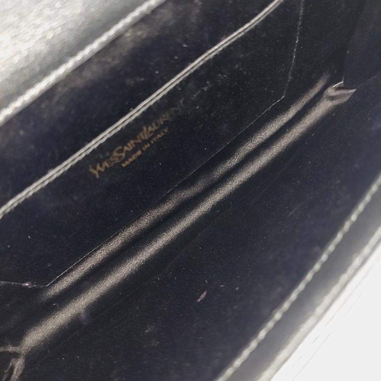 Pre Owned Saint Laurent Paris Black Leather  Clutch (361120)