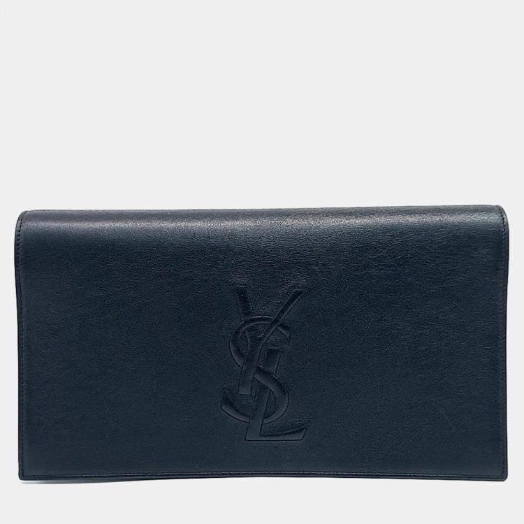 Pre Owned Saint Laurent Paris Black Leather  Clutch (361120)