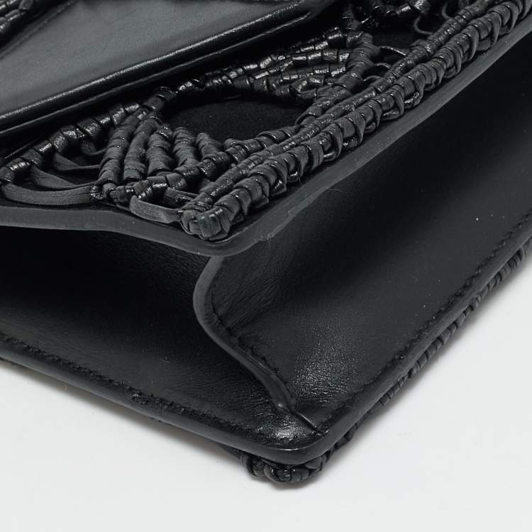 Pre Owned Saint Laurent Betty Flap Black Woven Leather Shoulder Bag