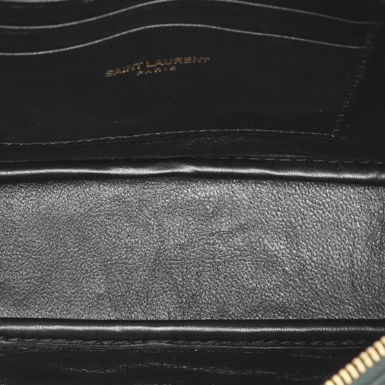 Pre Owned Saint Laurent Lou Green Quilted Leather Camera Crossbody Bag