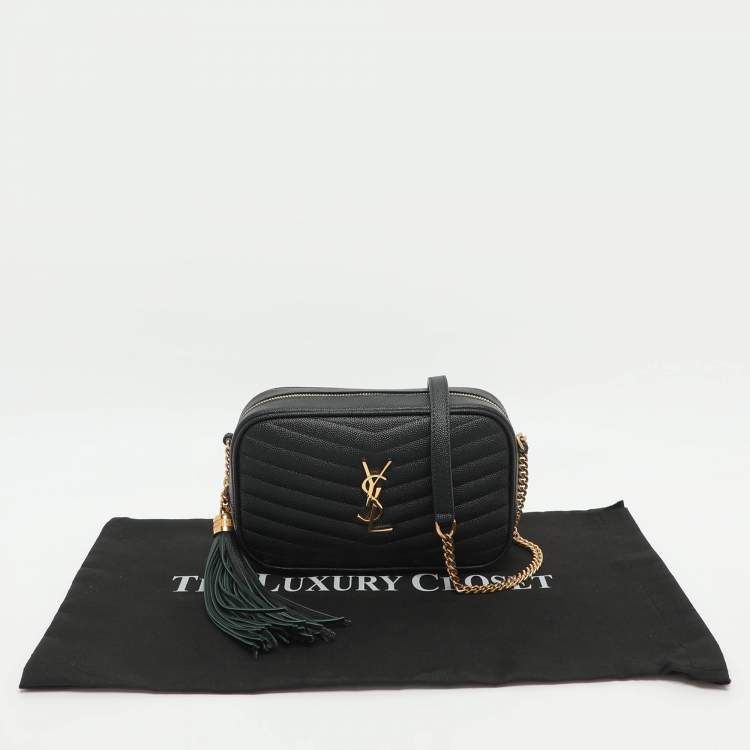 Pre Owned Saint Laurent Lou Green Quilted Leather Camera Crossbody Bag