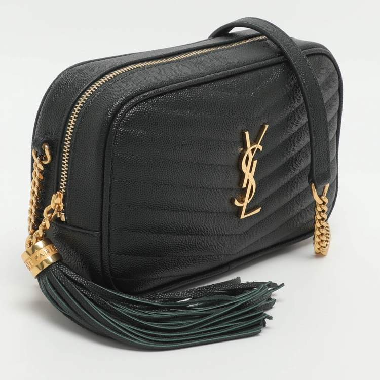 Pre Owned Saint Laurent Lou Green Quilted Leather Camera Crossbody Bag