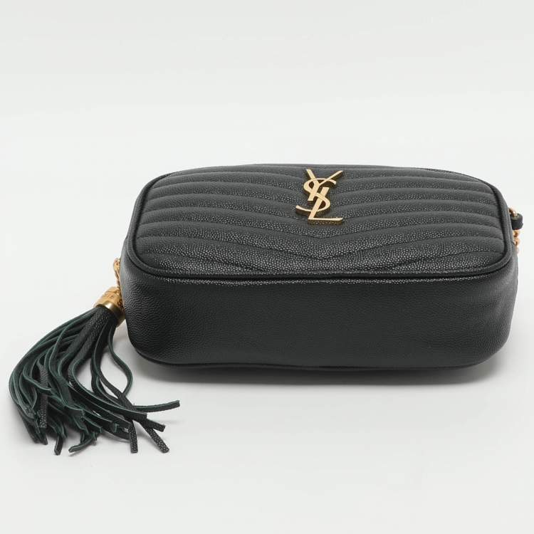 Pre Owned Saint Laurent Lou Green Quilted Leather Camera Crossbody Bag