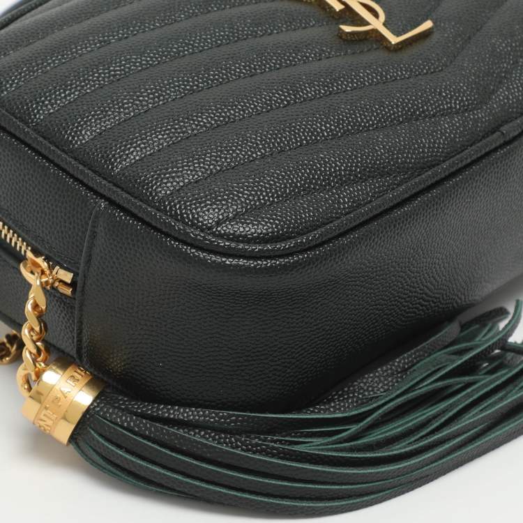 Pre Owned Saint Laurent Lou Green Quilted Leather Camera Crossbody Bag