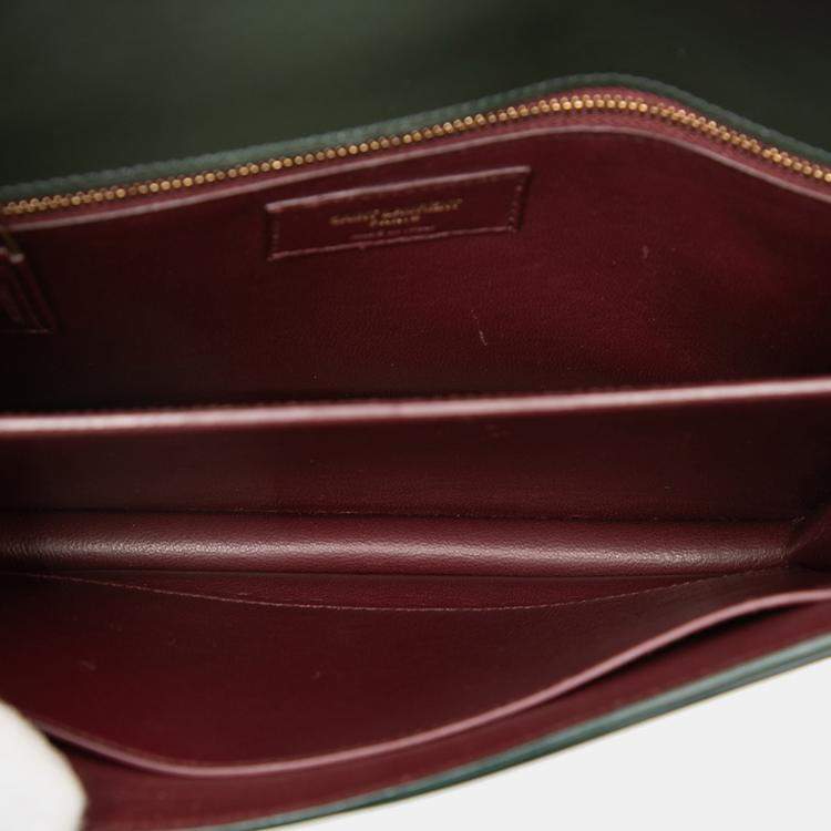 Pre Owned Saint Laurent Paris Green Smooth Calfskin Monogram Cassandra Clasp Bag