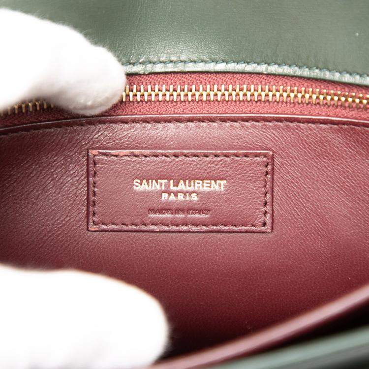 Pre Owned Saint Laurent Paris Green Smooth Calfskin Monogram Cassandra Clasp Bag