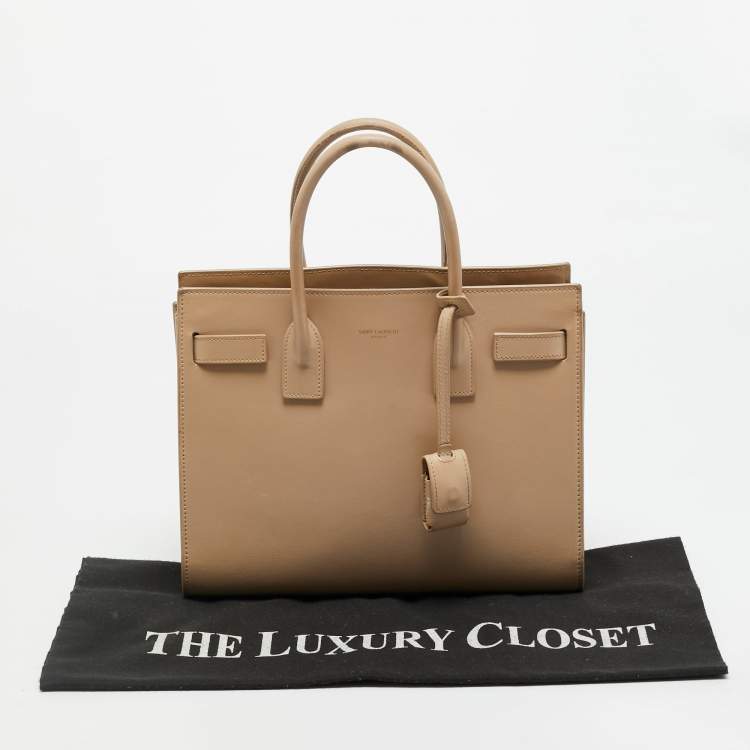 Pre Owned Saint Laurent Classic Sac De Jour Baby Beige Leather Tote