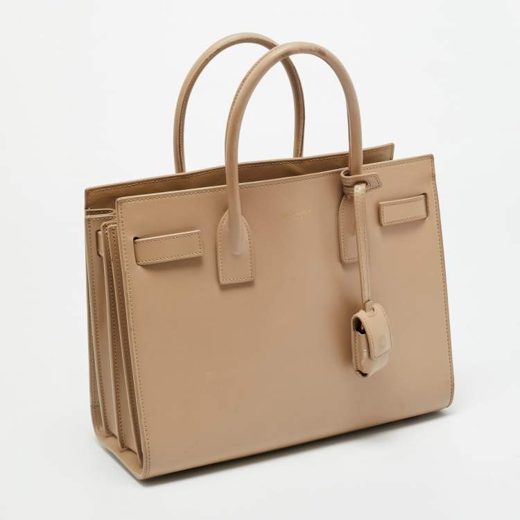 Pre Owned Saint Laurent Classic Sac De Jour Baby Beige Leather Tote