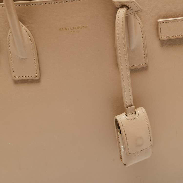 Pre Owned Saint Laurent Classic Sac De Jour Baby Beige Leather Tote