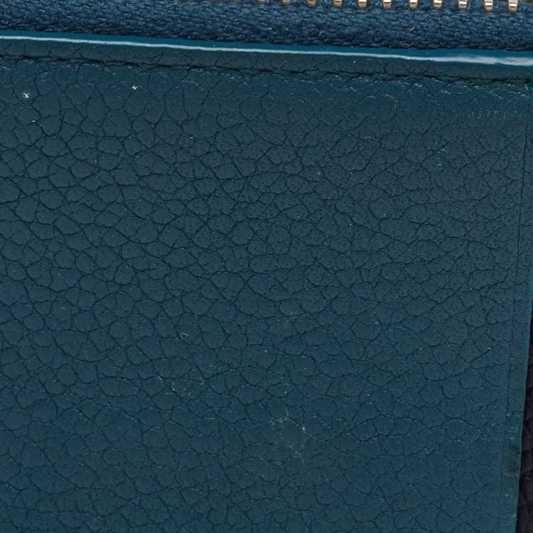 Pre Owned Saint Laurent Fragments Zip Dark Teal Blue/Navy Leather Card Case