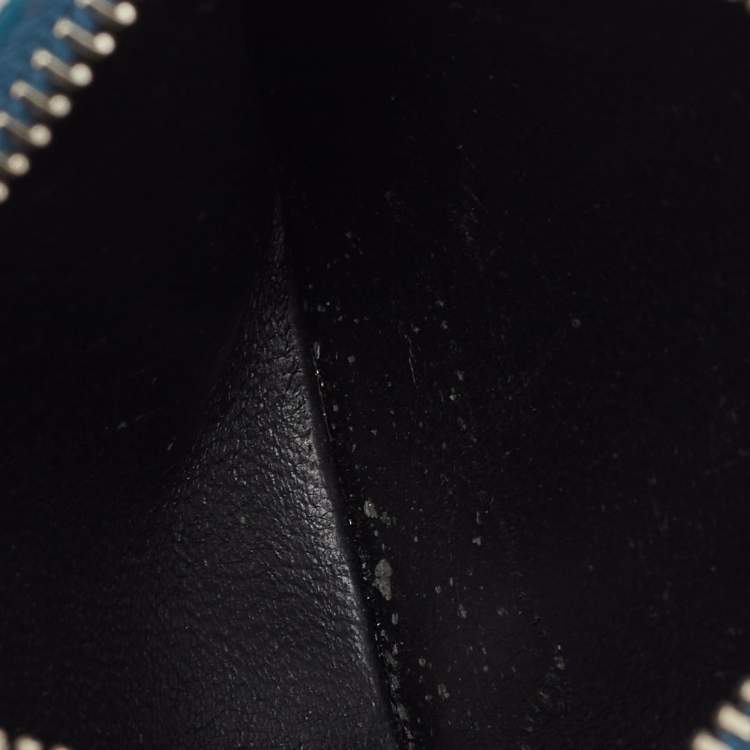 Pre Owned Saint Laurent Fragments Zip Dark Teal Blue/Navy Leather Card Case