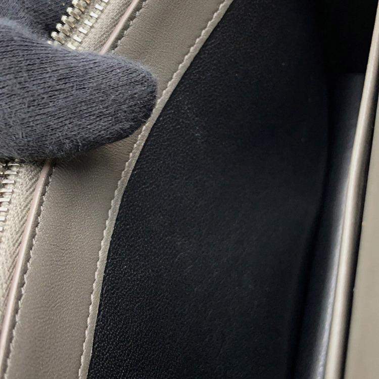 Pre Owned Saint Laurent Paris Kate Chain Wallet Gray Croco Embossed Leather