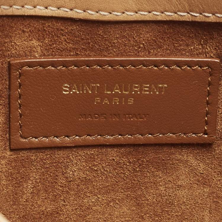 Pre Owned Saint Laurent LE 5 À 7 Mini Light Brown Leather Hobo