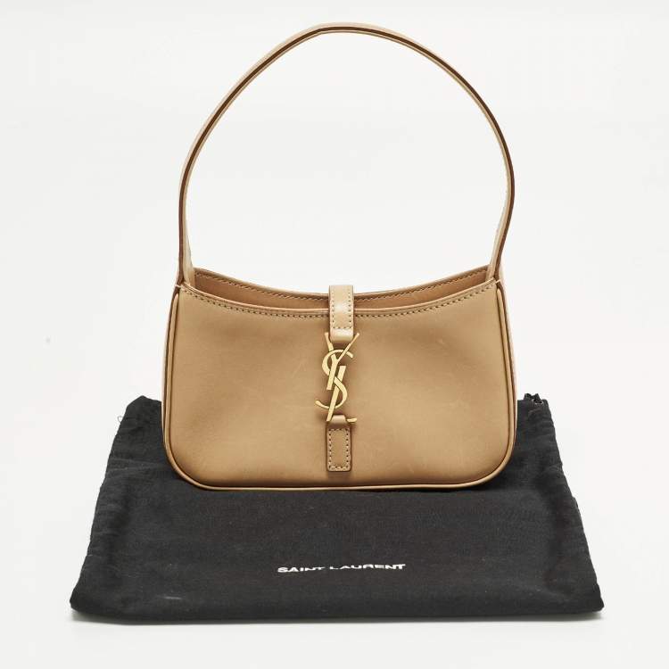 Pre Owned Saint Laurent LE 5 À 7 Mini Light Brown Leather Hobo