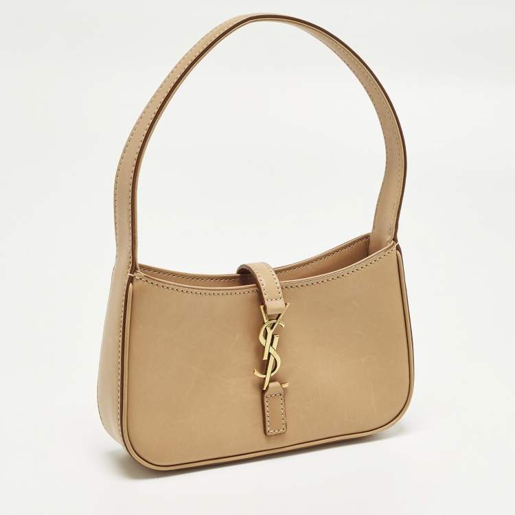 Pre Owned Saint Laurent LE 5 À 7 Mini Light Brown Leather Hobo