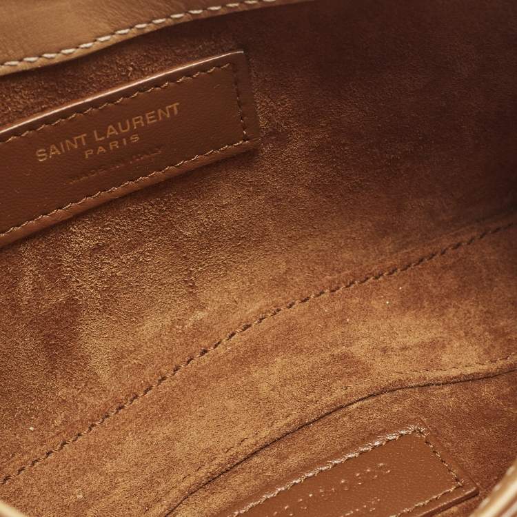 Pre Owned Saint Laurent LE 5 À 7 Mini Light Brown Leather Hobo