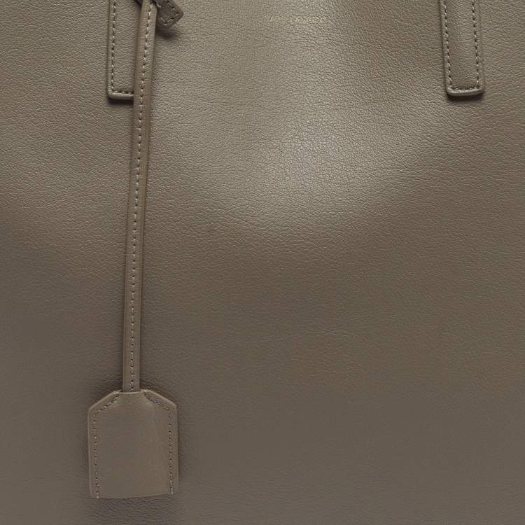 Pre Owned Saint Laurent East West Shopping Beige Leather Tote