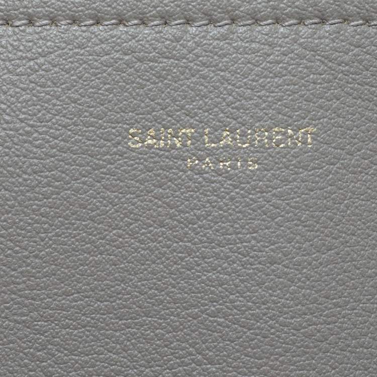 Pre Owned Saint Laurent East West Shopping Beige Leather Tote