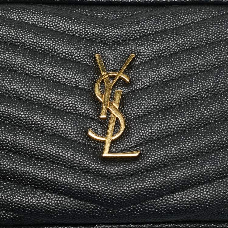 Pre Owned Saint Laurent Lou Mini Black Matelassé Leather Crossbody Bag