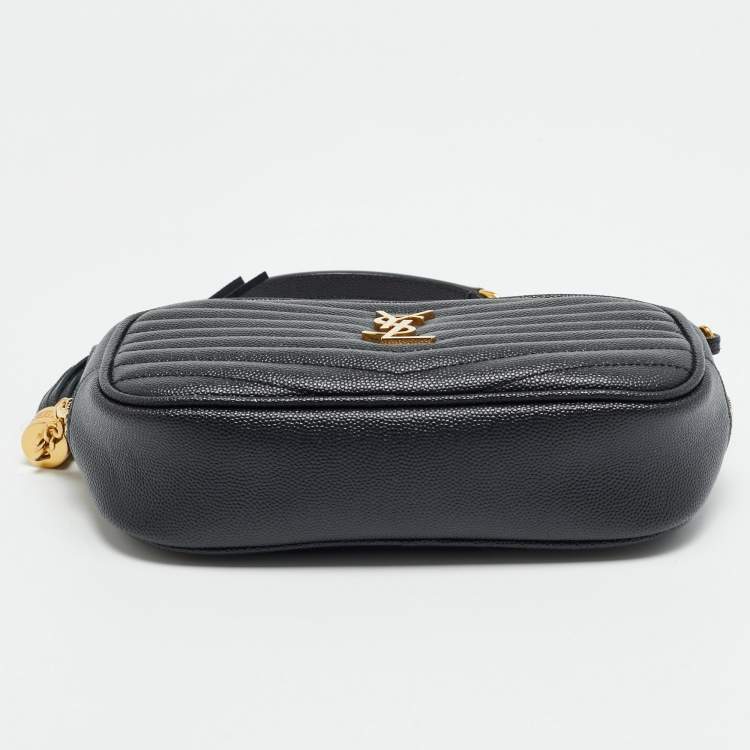 Pre Owned Saint Laurent Lou Mini Black Matelassé Leather Crossbody Bag