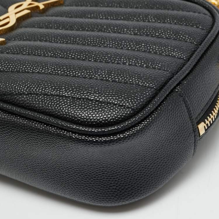 Pre Owned Saint Laurent Lou Mini Black Matelassé Leather Crossbody Bag