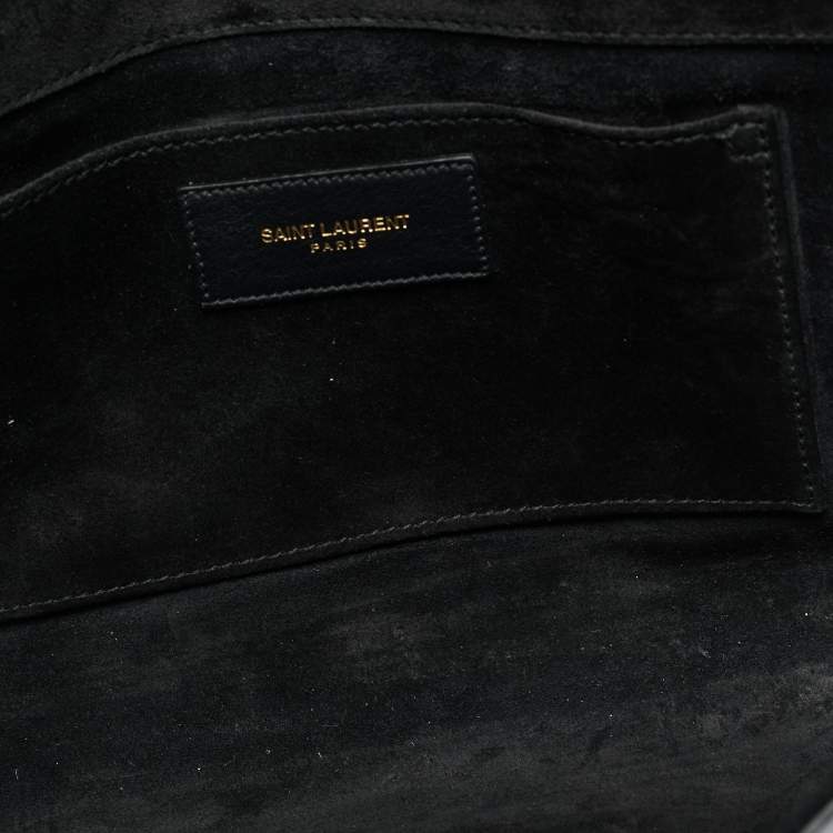 Pre Owned Saint Laurent Y-Ligne Black Leather Clutch