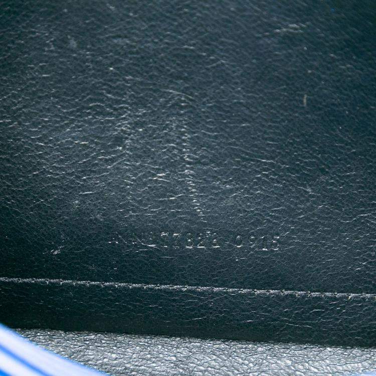 Pre Owned Saint Laurent Paris Blue Grain De Poudre Chevron Monogram Envelope Chain Wallet