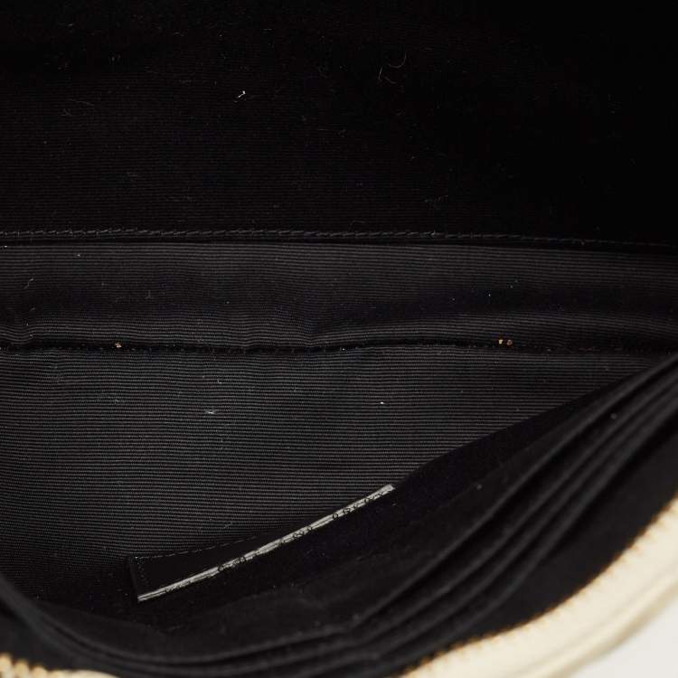 Pre Owned Saint Laurent Cassandre Beige Matelassé Leather Tablet Pouch