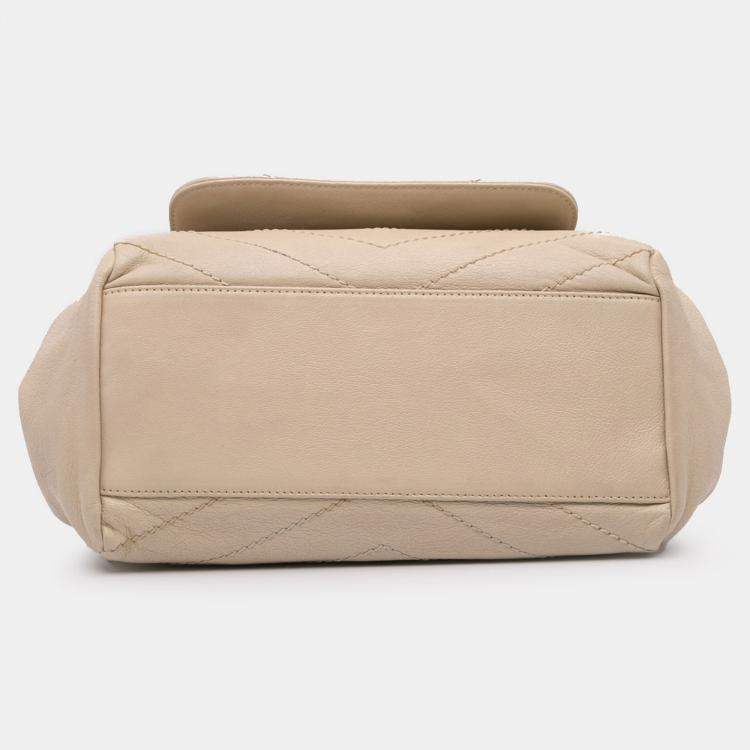 Pre Owned Saint Laurent Paris Brown Small Chevron Lambskin Monogram Nolita Shoulder Bag