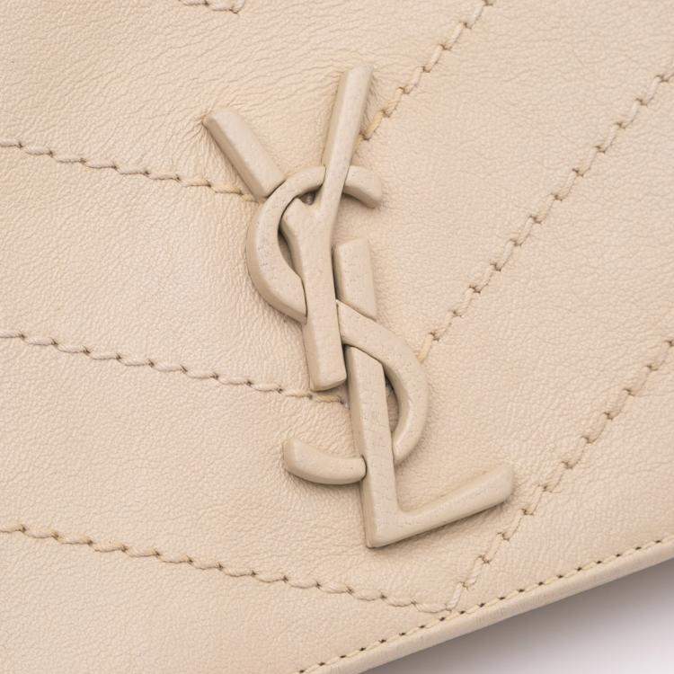 Pre Owned Saint Laurent Paris Brown Small Chevron Lambskin Monogram Nolita Shoulder Bag