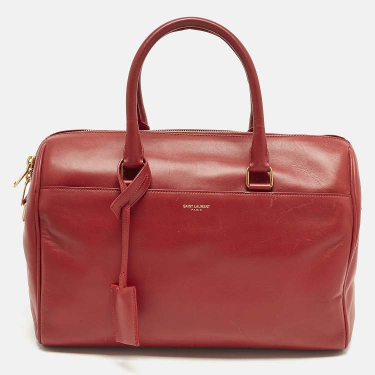 Pre Owned Saint Laurent Classic 6 Red Leather Duffle Bag
