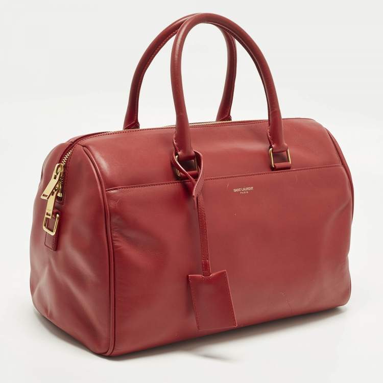 Pre Owned Saint Laurent Classic 6 Red Leather Duffle Bag