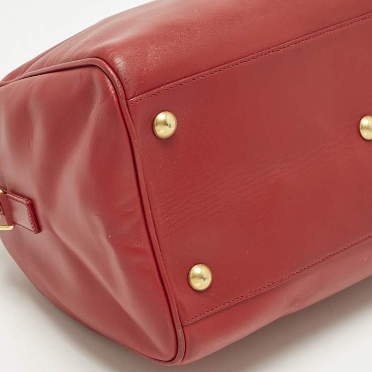 Pre Owned Saint Laurent Classic 6 Red Leather Duffle Bag
