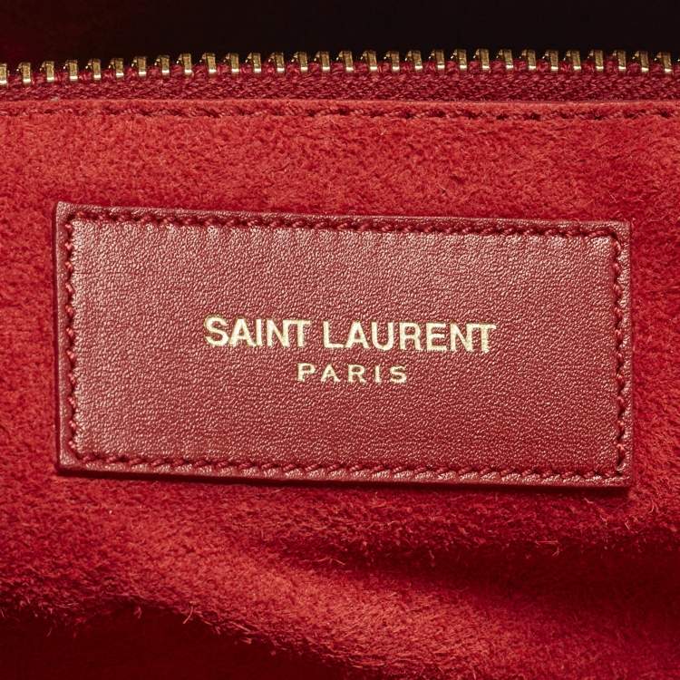 Pre Owned Saint Laurent Classic 6 Red Leather Duffle Bag