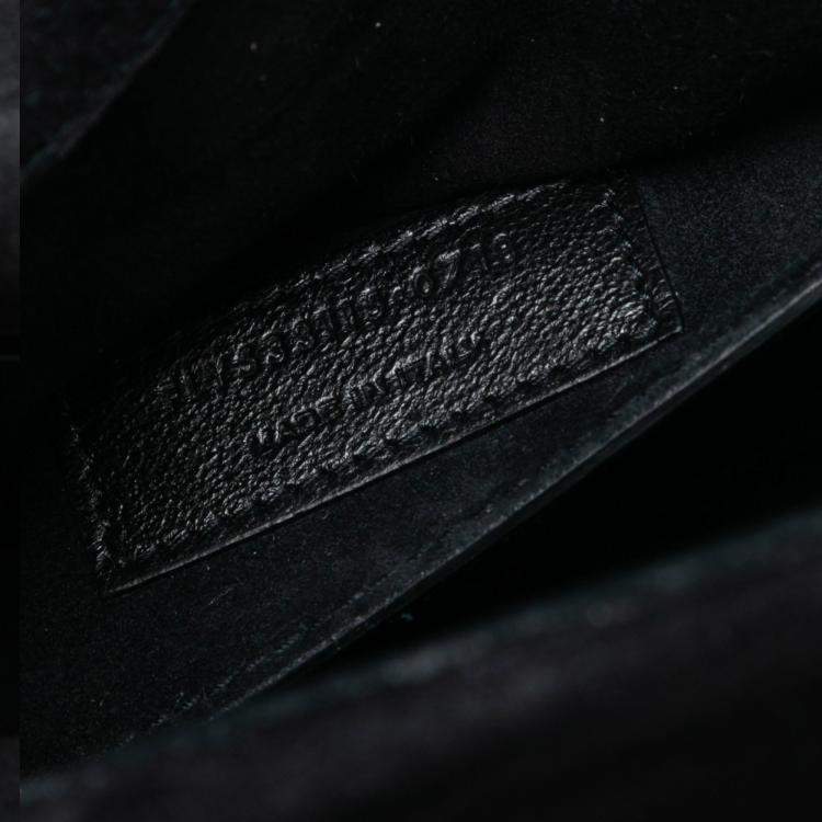 Pre Owned Saint Laurent Paris Black Medium Studded Suede Monogram Sulpice Crossbody