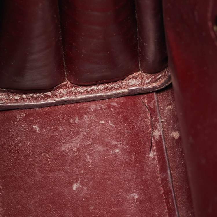 Pre Owned Saint Laurent Classic Sac De Jour Nano Red Croc Embossed Leather Tote