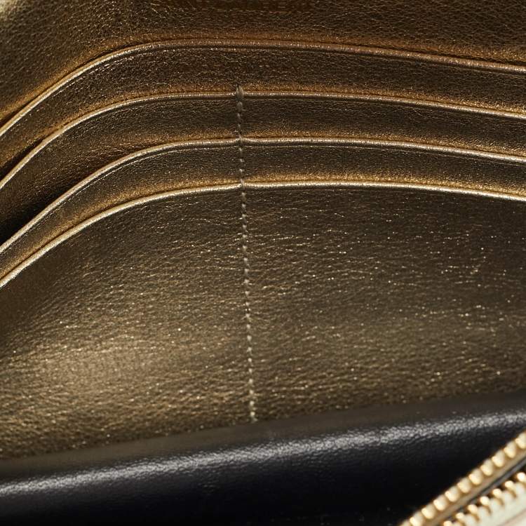 Pre Owned Saint Laurent Envelope Gold Leather Wallet on Chain