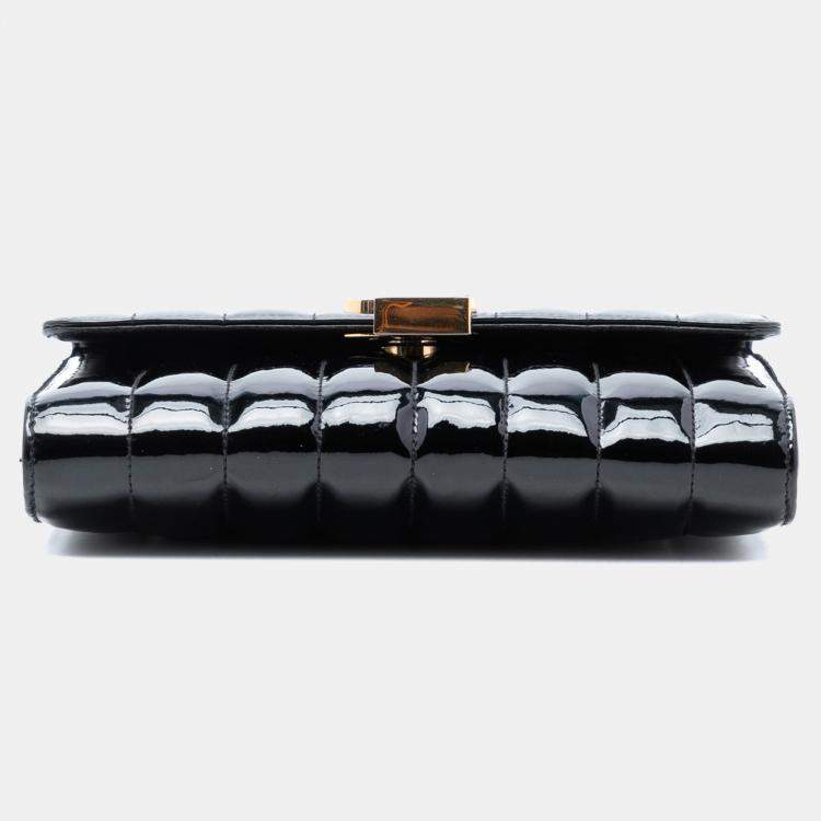 Pre Owned Saint Laurent Paris Black Medium Patent Vicky Crossbody