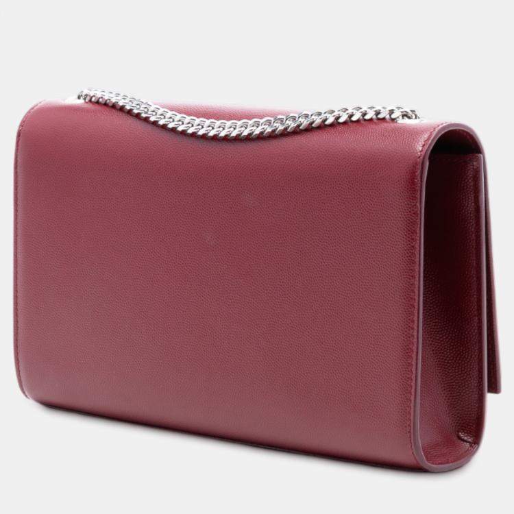 مملوكة مسبقًا Saint Laurent Paris Red Medium Grain De Poudre Monogram Kate Crossbody