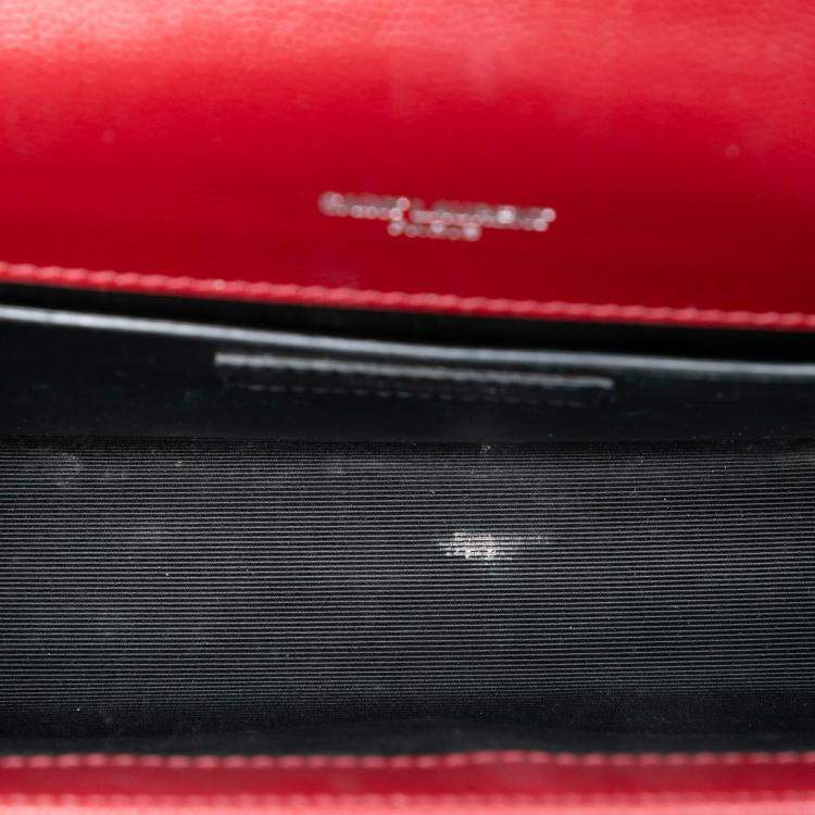 مملوكة مسبقًا Saint Laurent Paris Red Medium Grain De Poudre Monogram Kate Crossbody