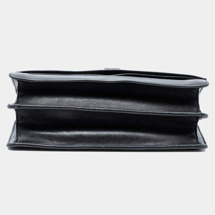 Pre Owned Saint Laurent Paris Black Lambskin Monogram Flap Crossbody