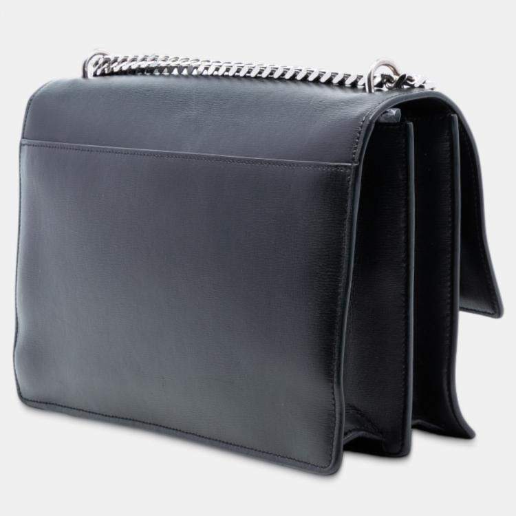 Pre Owned Saint Laurent Paris Black Large Calfskin Monogram Sunset Crossbody