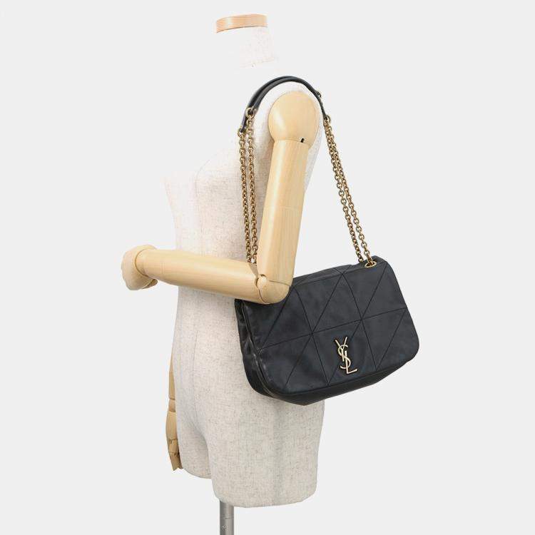 Pre Owned Saint Laurent Paris Jamie 4.3 Chain Shoulder Bag Black Lambskin Size Small