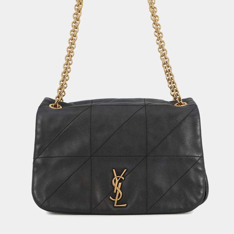 Pre Owned Saint Laurent Paris Jamie 4.3 Chain Shoulder Bag Black Lambskin Size Small