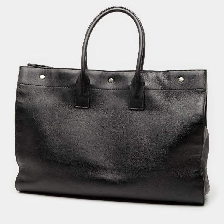 Pre Owned Saint Laurent Paris Black Large Smooth Calfskin Rive Gauche Tote