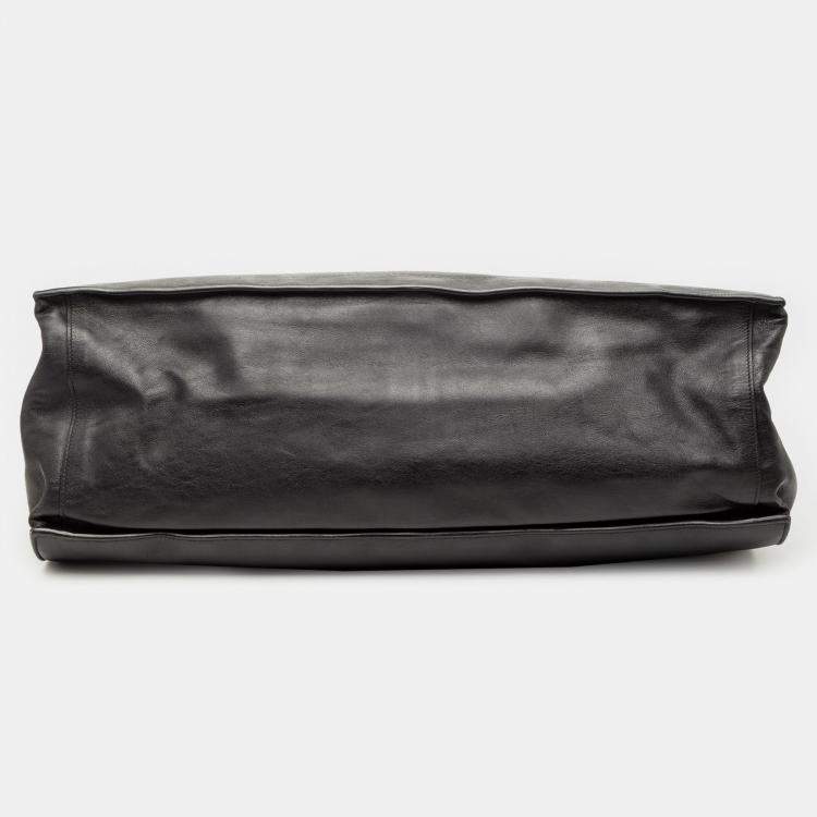 Pre Owned Saint Laurent Paris Black Large Smooth Calfskin Rive Gauche Tote